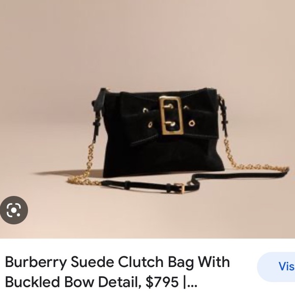 Authentic Burberry Suede Bow Buckle Crossbody Bag - Picture 5 of 6